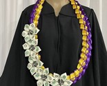 Graduation Money Lei Flower Gold/Yellow &amp; Purple Four Braided Ribbons - £67.05 GBP