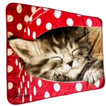 Northwest Cat Kitten Blanket Plush Throw Greg Cuddiford Red White Polka Dot - £7.05 GBP