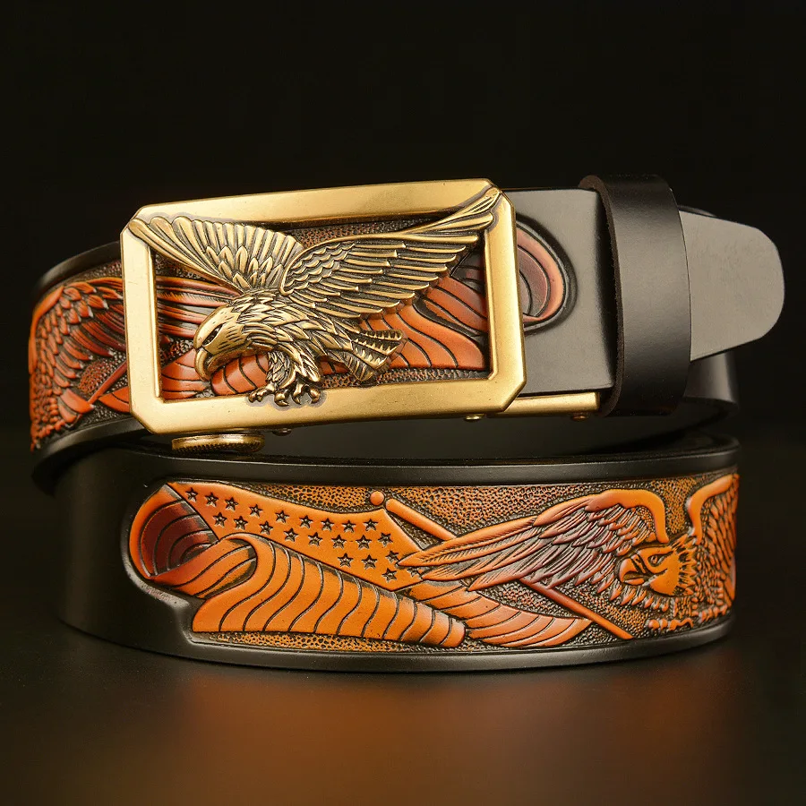 Style Eagles Spread Their Wings Buckle Belt Fly Pattern Genuine Leather -120CM - $47.00