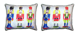 Pair of Betsy Drake Nut Crackers Christmas Outdoor Pillows 16 Inch x 20 Inch - £71.05 GBP