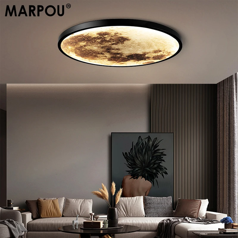 MARPOU Moon lamp Led ceiling light fixture modern Lamps with Remote Control Led - £76.16 GBP+
