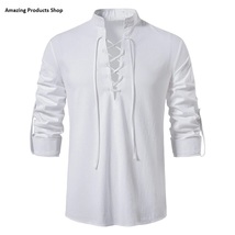 Long-Sleeved Linen and Cotton Shirt For Man, Summer Blouse, Casual Wear, Fashion - $35.00