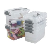 6-Pack Clear Plastic Latch Storage Box With Lid, 5 L Clear Storage Latch... - £35.45 GBP