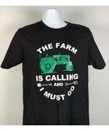 The Farm is Calling and I Must Go T Shirt Mens Medium Black Tractor Pitc... - £17.42 GBP