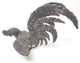 Vintage Mid Century Fighting Rooster Brass Heavy Metal Figurine U141 4 - £40.17 GBP