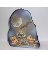 Fenton Glass Screech Owl Autumn Moon Cobalt Blue Paperweight Lt Ed Spind... - £211.97 GBP