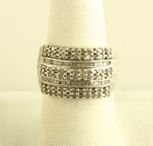 Vintage Sterling Silver diamond Multirow cocktail cluster Ring - £136.23 GBP