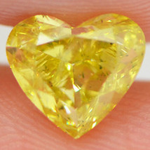 Yellow Heart Diamond Fancy Color Natural Enhanced 6.50X6.43 MM 1.27 Carat VS2 - £1,166.84 GBP