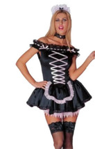 Sexy Französisches Dienstmädchen Kostüm Tutu Kleid Schwarz &amp; Rosa Damen ... - £18.07 GBP