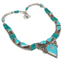 Tibetan Turquoise Handmade Christmas Gift Jewelry Necklace Nepali 18&quot; SA 4991 - £16.31 GBP