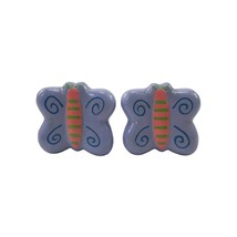 Set Of 2 Vintage Drawer Pulls Handle Ceramic Cabinet Knob Purple Buttler... - $129.89 MXN