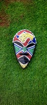 beaded wooden Mask from Africa,for wall hanging, African wall hanging,wall decor - £73.98 GBP