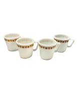 Pyrex Lot 4 Mugs Gold White Floral  D Handles Cups Style 1410 Vintage - $42.52