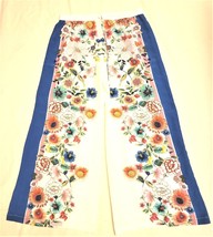 Johnny Was 100% Silk Kailani Easy Pants Sz.L White with multicolor floral print  - £140.70 GBP