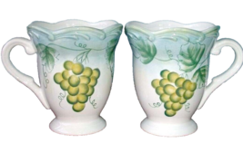 Lenox Tuscan Vine Blanc Footed 2 Mugs Grape Scalloped 12oz 1stQuality NEW Box - £19.30 GBP