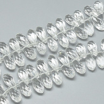 10 Clear Teardrop Beads Glass Briolette Crystal Faceted 21mm Jewelry Supplies - $7.91