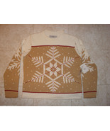 MARISA CHRISTINA Snowflake Sweater Sequins Small NWT Cream, Tan, Beige, Red - £34.52 GBP