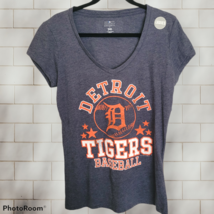 NWT Ladies Blue Orange Detroit Tigers Scoop V-Neck Short Sleeve Tee - Size L - £15.09 GBP