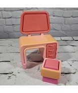 Vintage 70s Barbie Dream House Vanity Table With Stool Pink Furniture Lo... - £15.56 GBP
