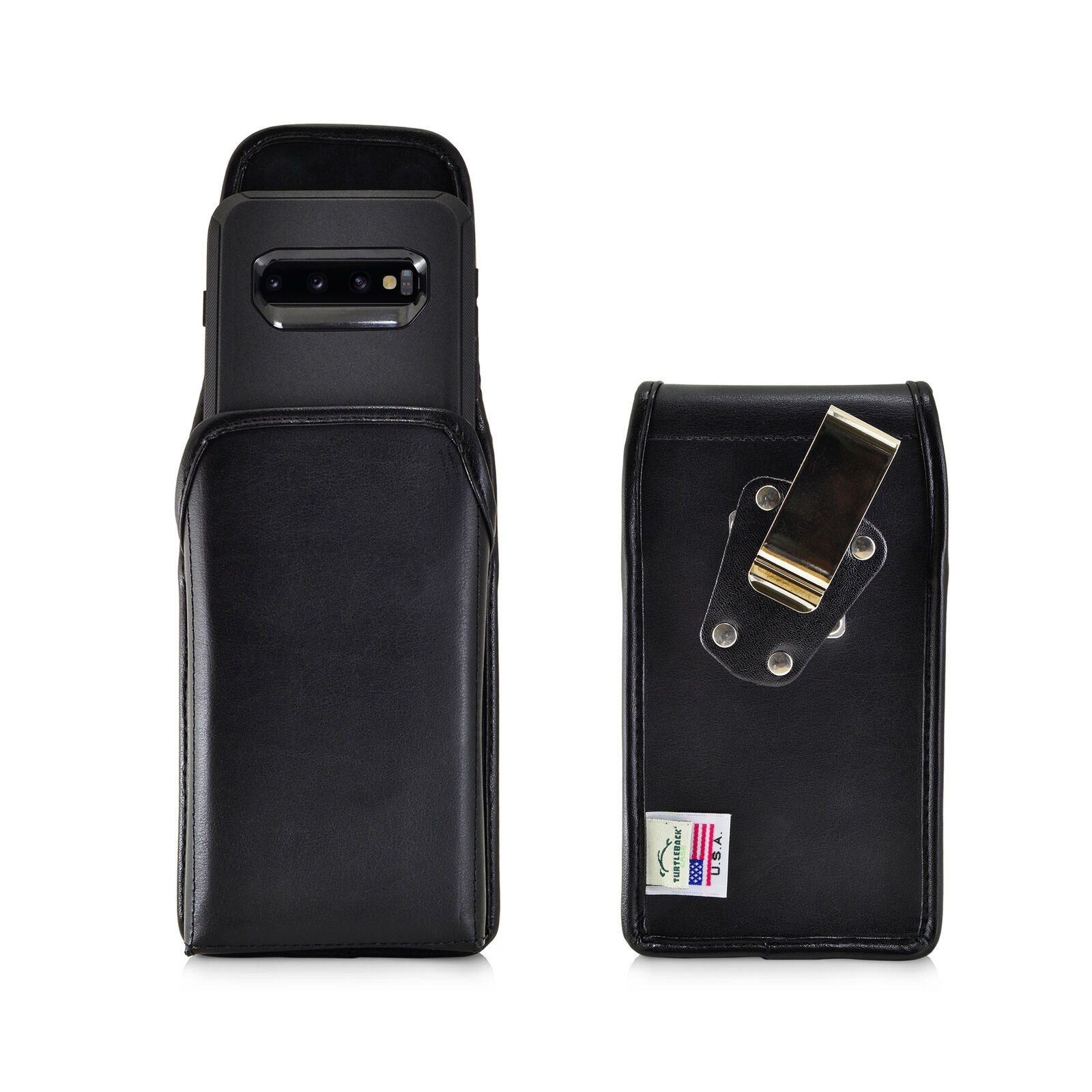 Primary image for Holster fits Galaxy S10 with OTTERBOX DEFENDER Vertical Black Leather Clip