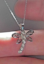 14k White Gold Over 1.00 Ct Simulated Diamond Dragonfly Pendant christmas Gift - £72.47 GBP