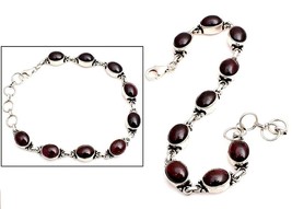 925 Sterling Silver Rubellite Gemstone Hand Crafted Women&#39;s Bracelet Party Wear - £71.36 GBP
