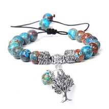 Life Tree Charm Bracelets For Men Natural Lapis Lazuli Beads Bracelet Women Fash - £10.50 GBP