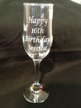 Chichi Gifts Personalised Happy 16th Birthday (add name) Champagne Glass Flute w - £16.41 GBP