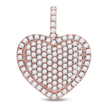 14kt Rose Gold Womens Round Diamond Heart Pendant 1-1/4 Cttw - £1,015.31 GBP