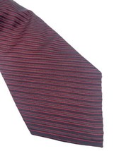 Express Tie 100% Italian Silk Burgundy Wine Red Black Textured Stripe Ne... - £36.43 GBP