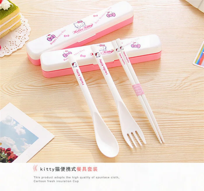 Sanrio Hello Kitty Kawaii Korean Travel Outing Portable Resin Tableware - £8.47 GBP+