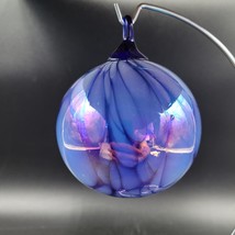 Large Unique Design Periwinkle Iridescent Blown Round Glass Christmas Or... - £19.33 GBP