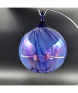 Large Unique Design Periwinkle Iridescent Blown Round Glass Christmas Or... - $33.93 CAD