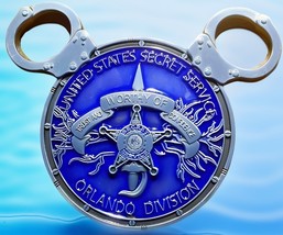 U.S. Secret Service WDW Orlando Field Office Blue Disney Ears Challenge Coin - £13.50 GBP