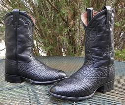 Vintage Tony Lama BULLHIDE Leather Western Roper Boots Blac Pegged Sole ... - $119.95