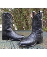 Vintage Tony Lama BULLHIDE Leather Western Roper Boots Blac Pegged Sole ... - €104,16 EUR