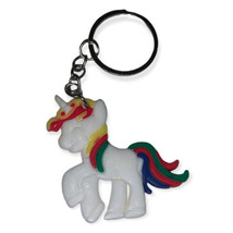 Rainbow Unicorn White Keychain Super Cute - $5.81