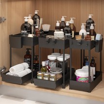 Under Sink Organizer, 3 Pack, 2-Tier With Sliding Drawer, Multi-Use Kitchen Orga - £40.64 GBP