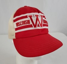 Vintage Wisconsin Badgers Trucker Hat Super Stripe Style Snapback NCAA Bucky - £19.13 GBP