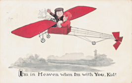 I&#39;m In Heaven When I&#39;m With You, Kid 1914 Early Aviation Airplane Postcard - £7.92 GBP