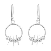 Nature&#39;s Beauty Three Daisy Flower Charm Round Sterling Silver Dangle Earrings - £11.38 GBP