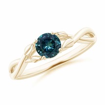 Angara Natural 5mm Teal Montana Sapphire Ring in 14K Yellow Gold Size-8 - $756.51