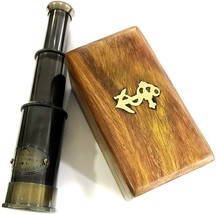 6&quot; Handheld Brass Telescope - Pirate Navigation Wooden Box (Antique Black) - £23.18 GBP