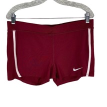 Nike Dri Fit Womens Tempo Running Boy Shorts L Maroon White Stripes 6036... - $24.99