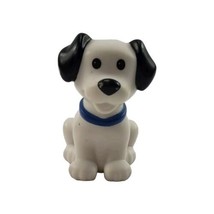 Fisher Price Little People WHITE DOG PUPPY Black Ears w Blue Collar Toy Figure - £3.93 GBP