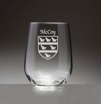 McCoy Irish Coat of Arms Stemless Wine Glasses (Sand Etched) - £54.10 GBP