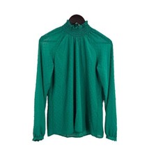 Yumi Kim Green Swiss Dot Long Sleeve Blouse Small New - £29.60 GBP