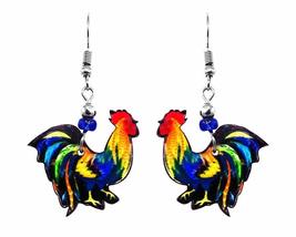 Rooster Farm Animal Graphic Dangle Earrings - Womens Fashion Handmade Jewelry Wi - $17.81