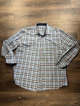 TASSO ELBA Men&#39;s Shirt Plaid Long Sleeve Blue &amp; Brown  Size XL 17-17.5 - $13.46
