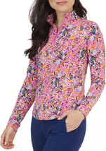 NWT IBKUL MARISSA HOT PINK ORANGE Long Sleeve Mock Golf Shirt S M L XL XXL - £62.64 GBP